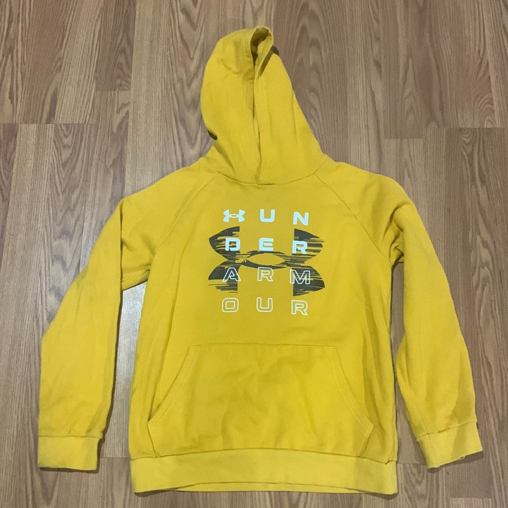 Yellow mustard Under armor hoodie nice conditions size L big boy